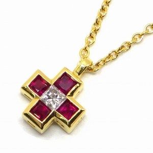 Tiffany Crucy Form Necklace Yellow Gold Ruby Diamond